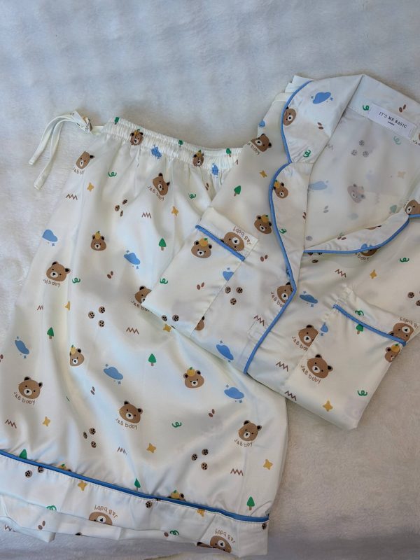 PJ004 小熊冰丝睡衣套装
